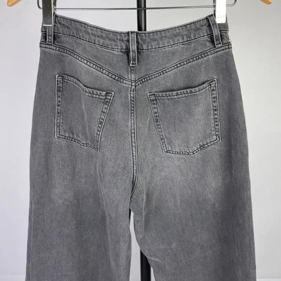 H&M Girls Wide Leg Jeans Size 14 Kids Dark Gray Denim High Waist Adjustable - Picture 11 of 14